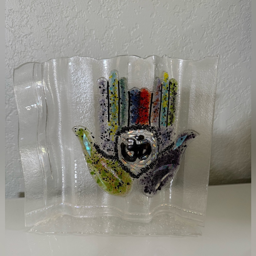 Om Symbol Yoga Symbol Sign glass art colorful handmade art for display